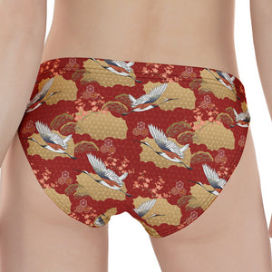 Crane Bird Kimono Pattern Print Women's Panties