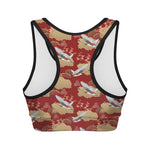 Crane Bird Kimono Pattern Print Women's Sports Bra