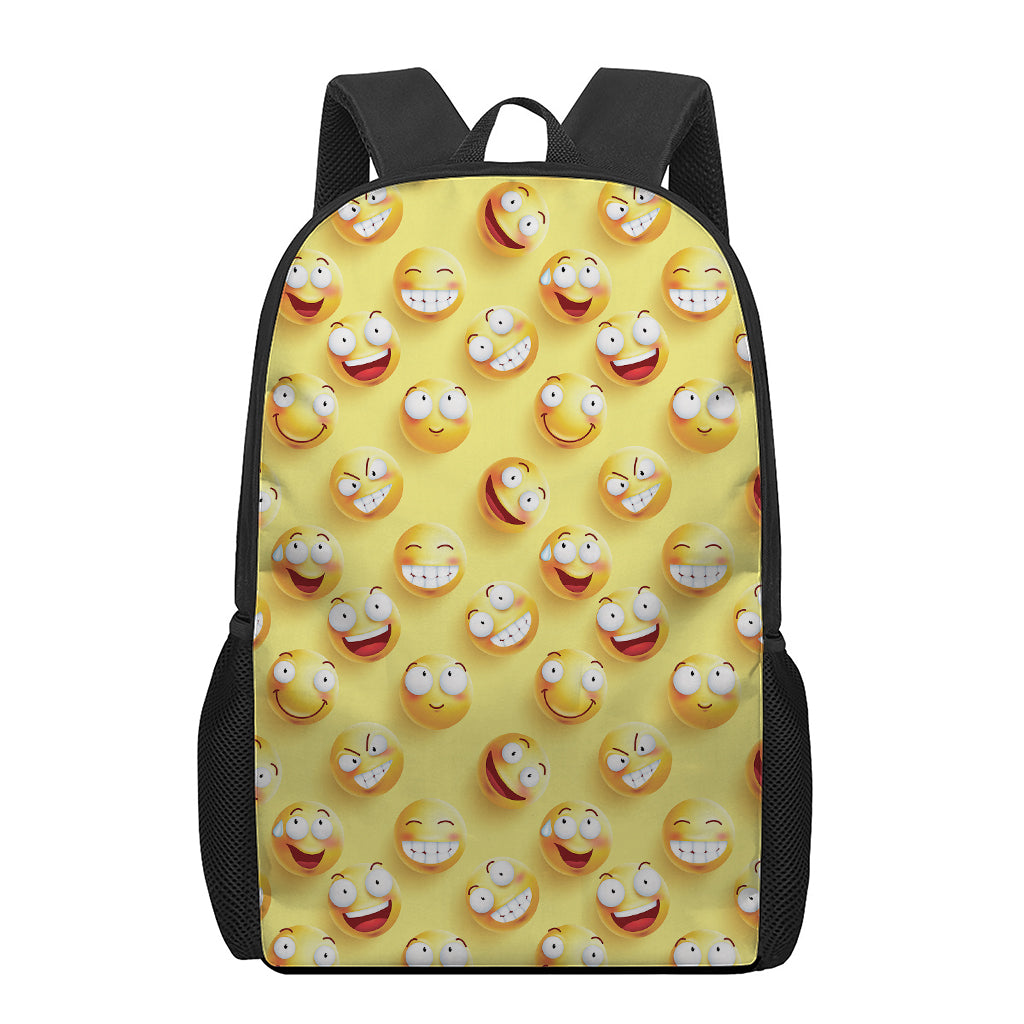 Crazy Emoji Pattern Print 17 Inch Backpack