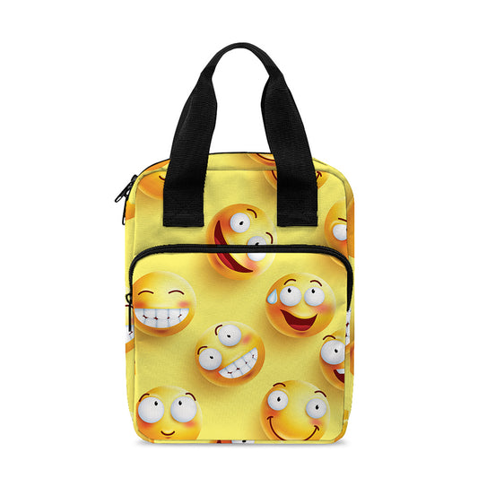 Crazy Emoji Pattern Print Bible Tote Bag