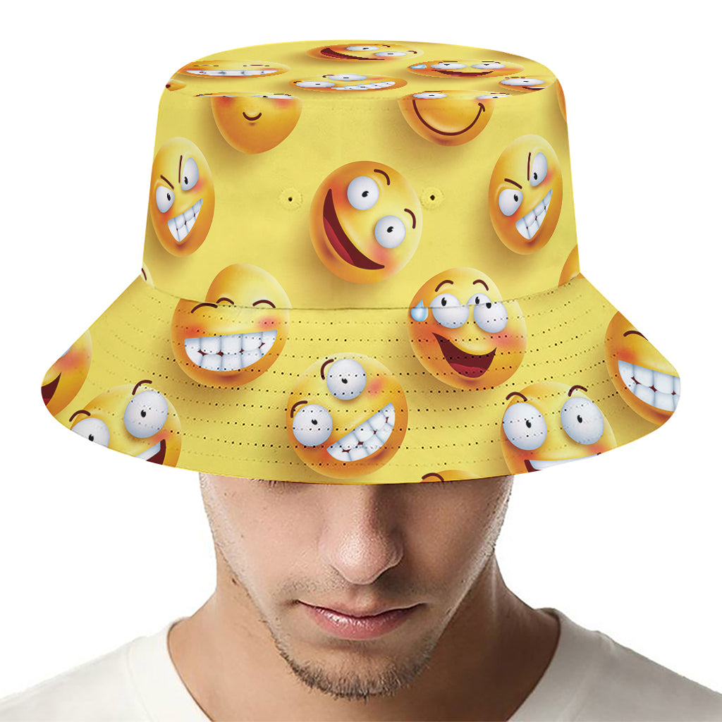 Crazy Emoji Pattern Print Bucket Hat