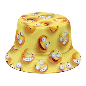 Crazy Emoji Pattern Print Bucket Hat