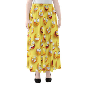 Crazy Emoji Pattern Print Chiffon Maxi Skirt