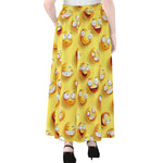 Crazy Emoji Pattern Print Chiffon Maxi Skirt