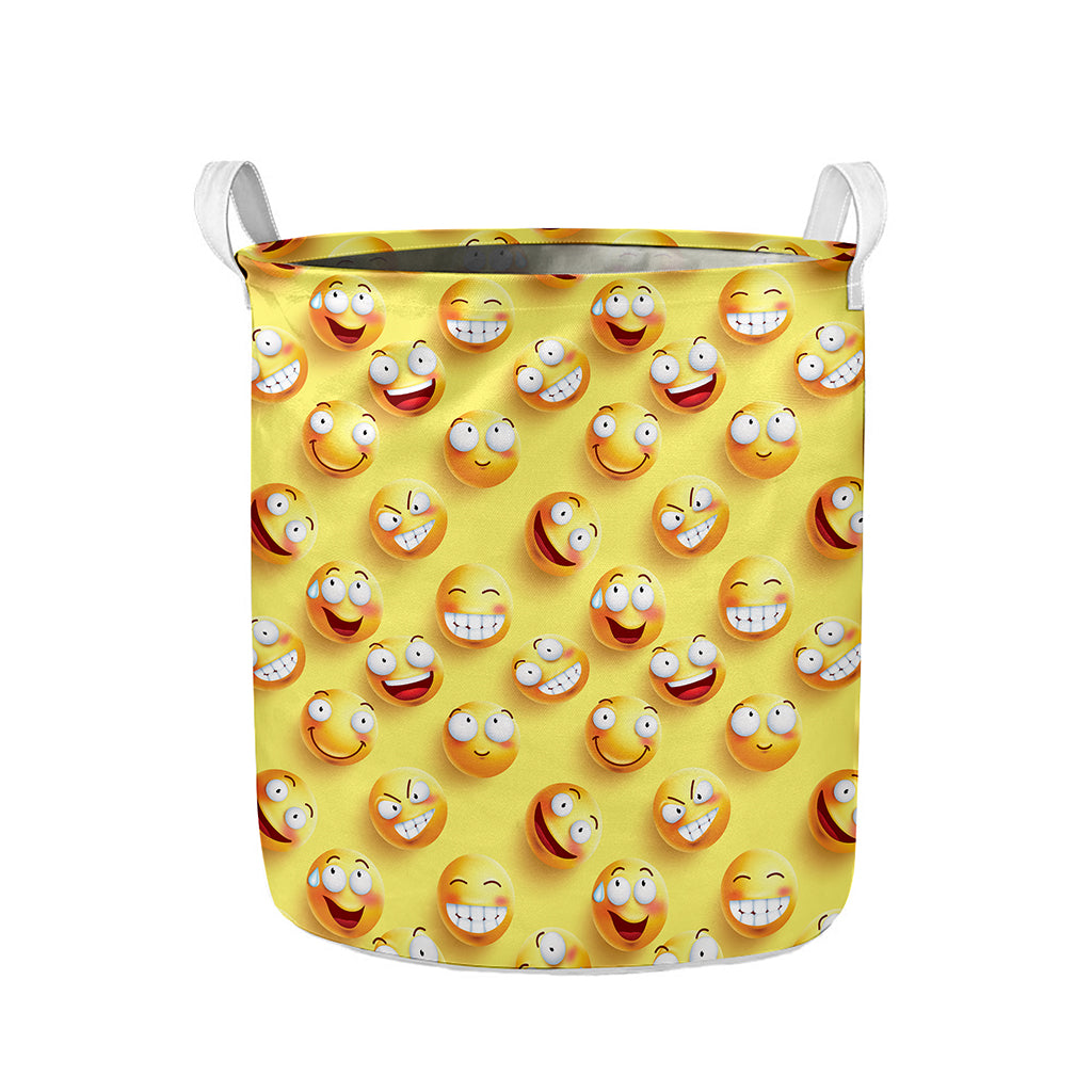 Crazy Emoji Pattern Print Collapsible Laundry Basket