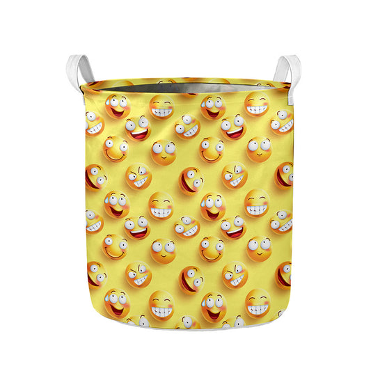 Crazy Emoji Pattern Print Collapsible Laundry Basket