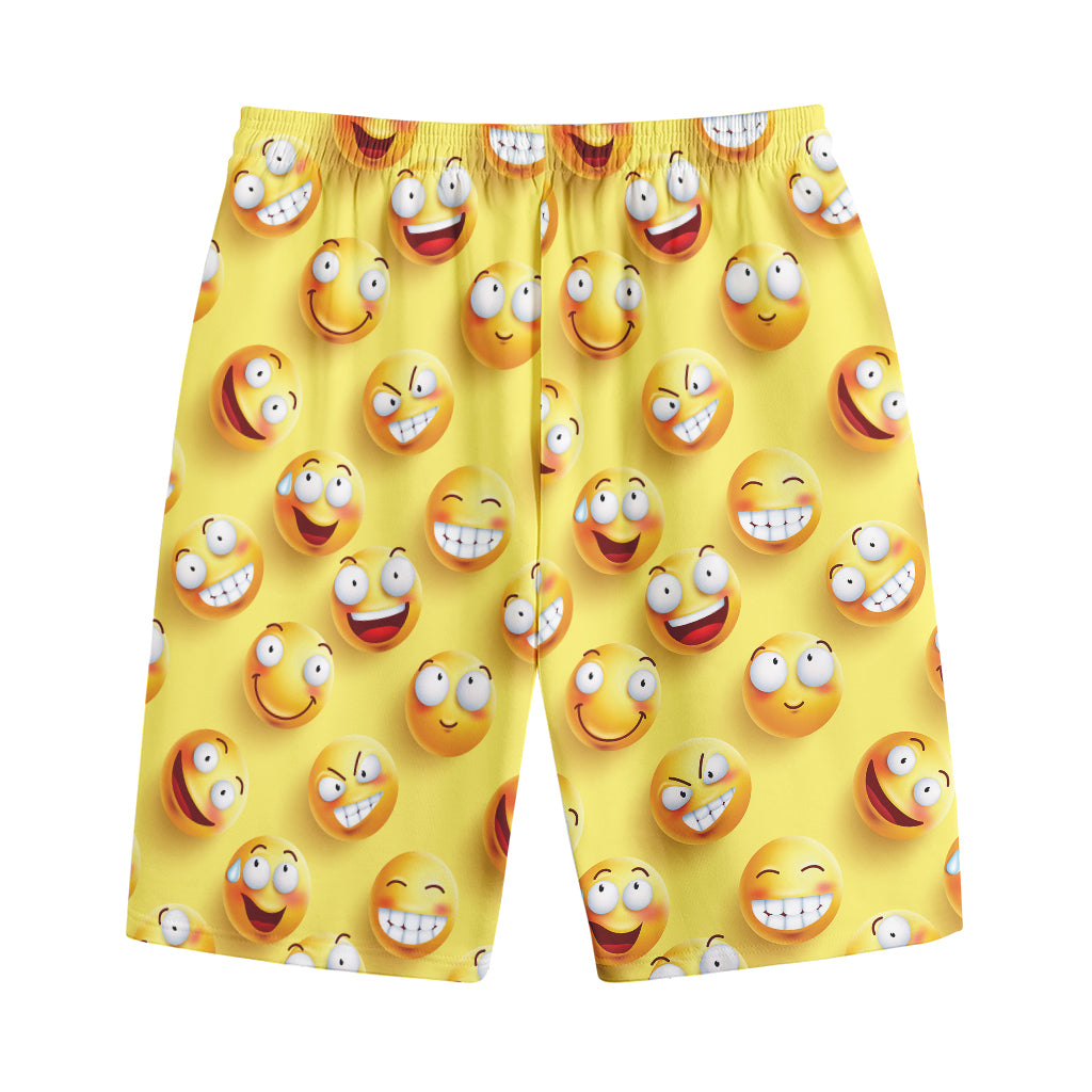 Crazy Emoji Pattern Print Cotton Shorts
