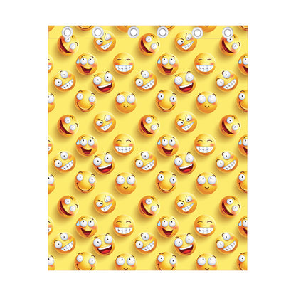 Crazy Emoji Pattern Print Curtain