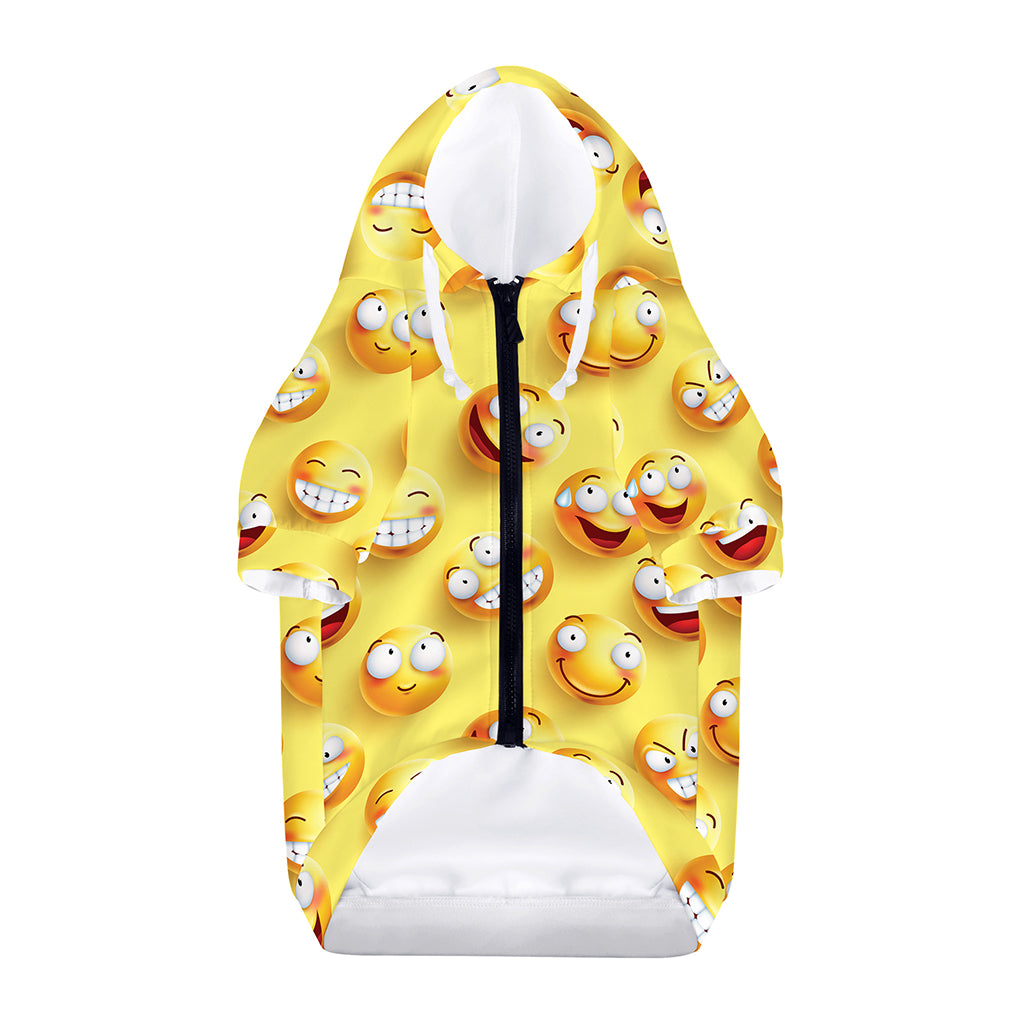 Crazy Emoji Pattern Print Dog Zip Up Hoodie