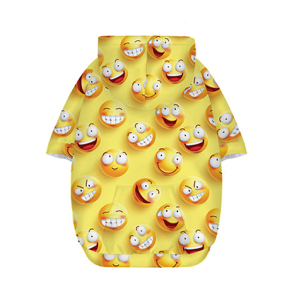 Crazy Emoji Pattern Print Dog Zip Up Hoodie