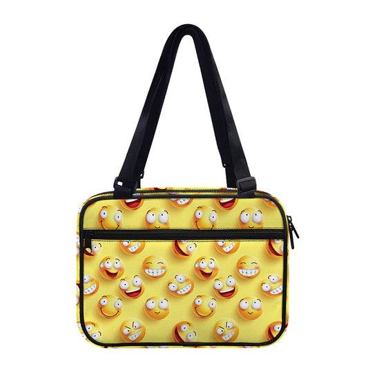 Crazy Emoji Pattern Print Double Strap Bible Bag