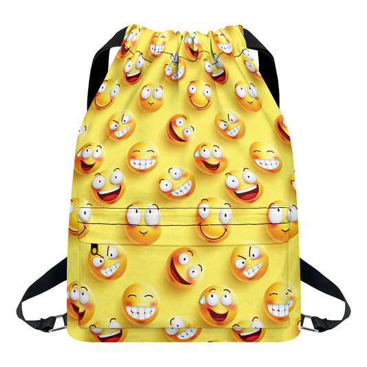 Crazy Emoji Pattern Print Drawstring Backpack