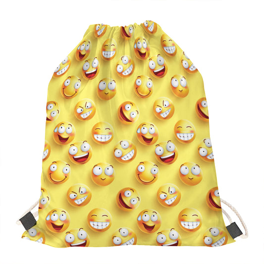 Crazy Emoji Pattern Print Drawstring Bag