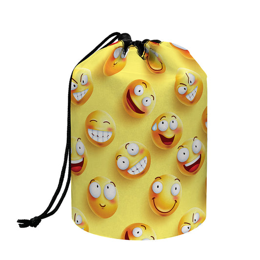 Crazy Emoji Pattern Print Drawstring Makeup Bag