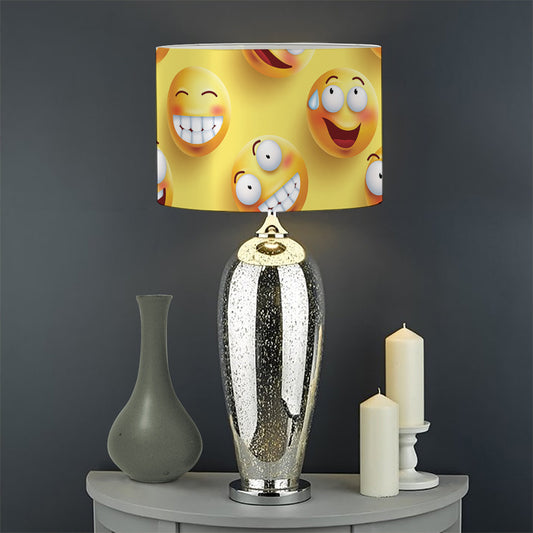 Crazy Emoji Pattern Print Drum Lamp Shade