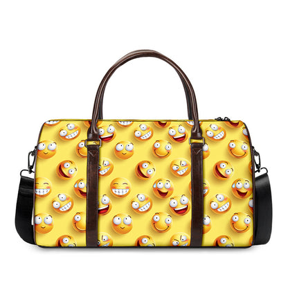 Crazy Emoji Pattern Print Duffle Bag