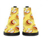 Crazy Emoji Pattern Print Flat Ankle Boots