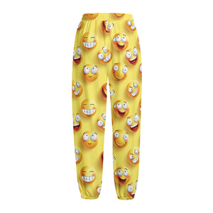 Crazy Emoji Pattern Print Fleece Lined Knit Pants