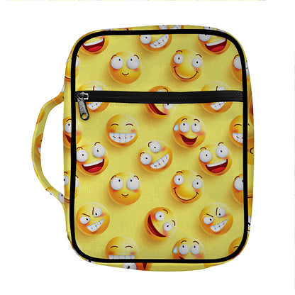 Crazy Emoji Pattern Print Front Pocket Bible Bag