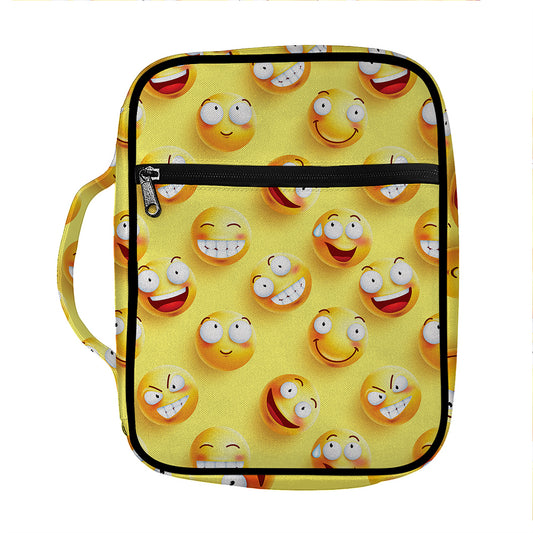 Crazy Emoji Pattern Print Front Pocket Bible Bag