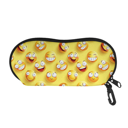 Crazy Emoji Pattern Print Glasses Case