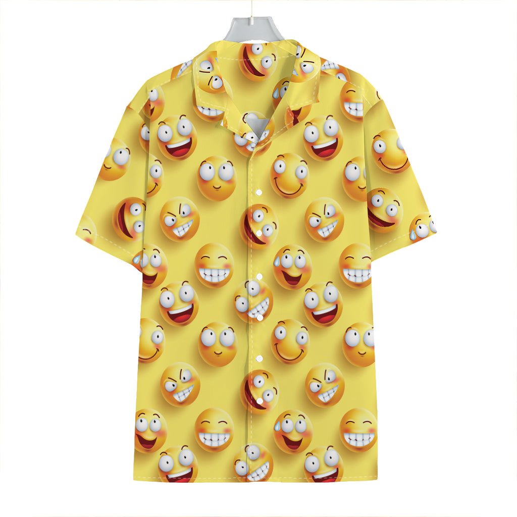 Crazy Emoji Pattern Print Hawaiian Shirt