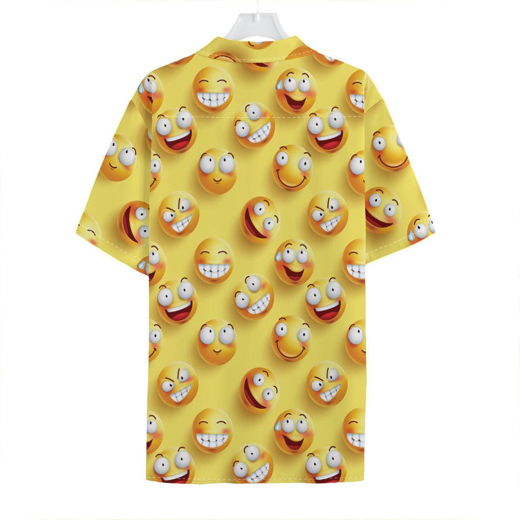 Crazy Emoji Pattern Print Hawaiian Shirt