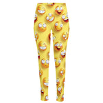 Crazy Emoji Pattern Print High-Waisted Pocket Leggings