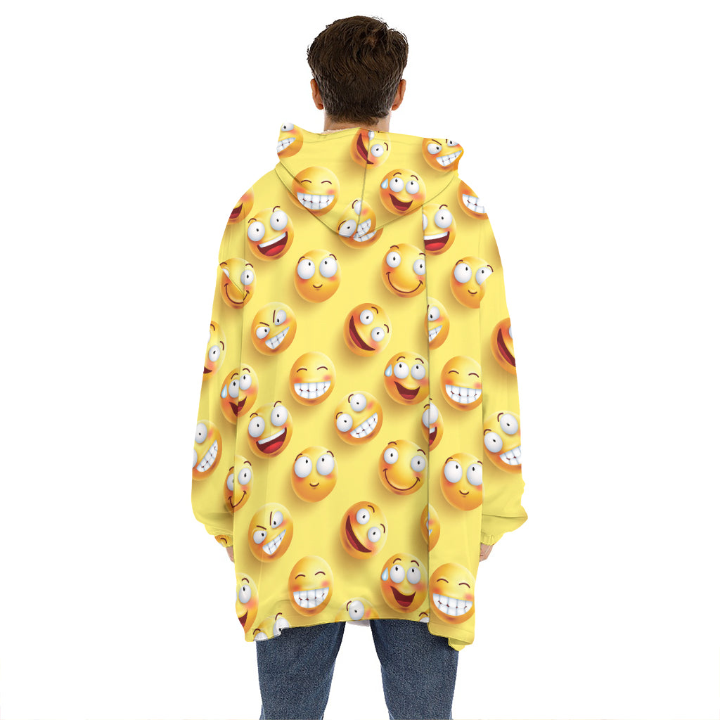 Crazy Emoji Pattern Print Hoodie Blanket