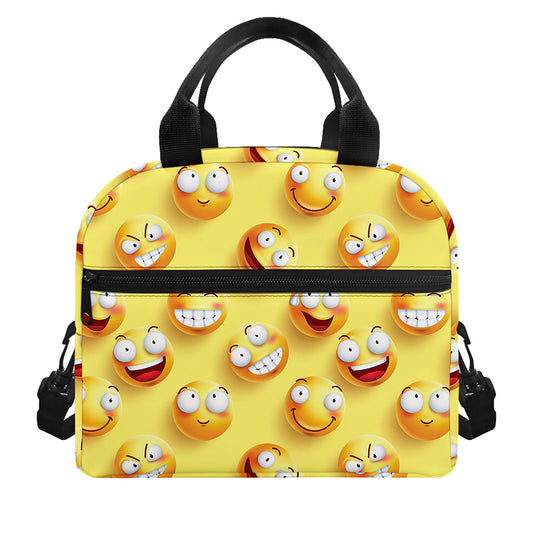 Crazy Emoji Pattern Print Insulated Lunch Bag