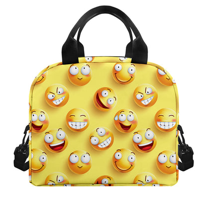 Crazy Emoji Pattern Print Insulated Lunch Bag