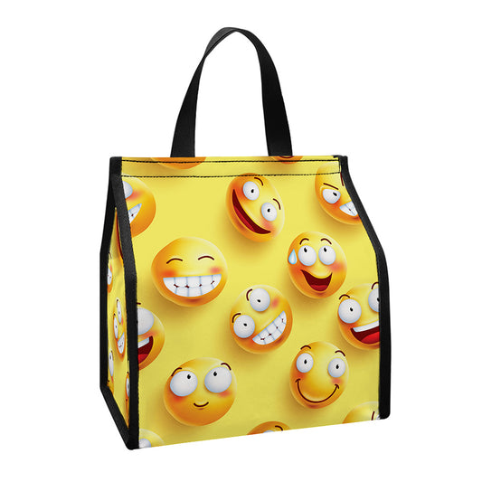 Crazy Emoji Pattern Print Insulated Lunch Tote