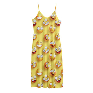 Crazy Emoji Pattern Print Jersey Midi Cami Dress