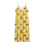 Crazy Emoji Pattern Print Jersey Midi Cami Dress