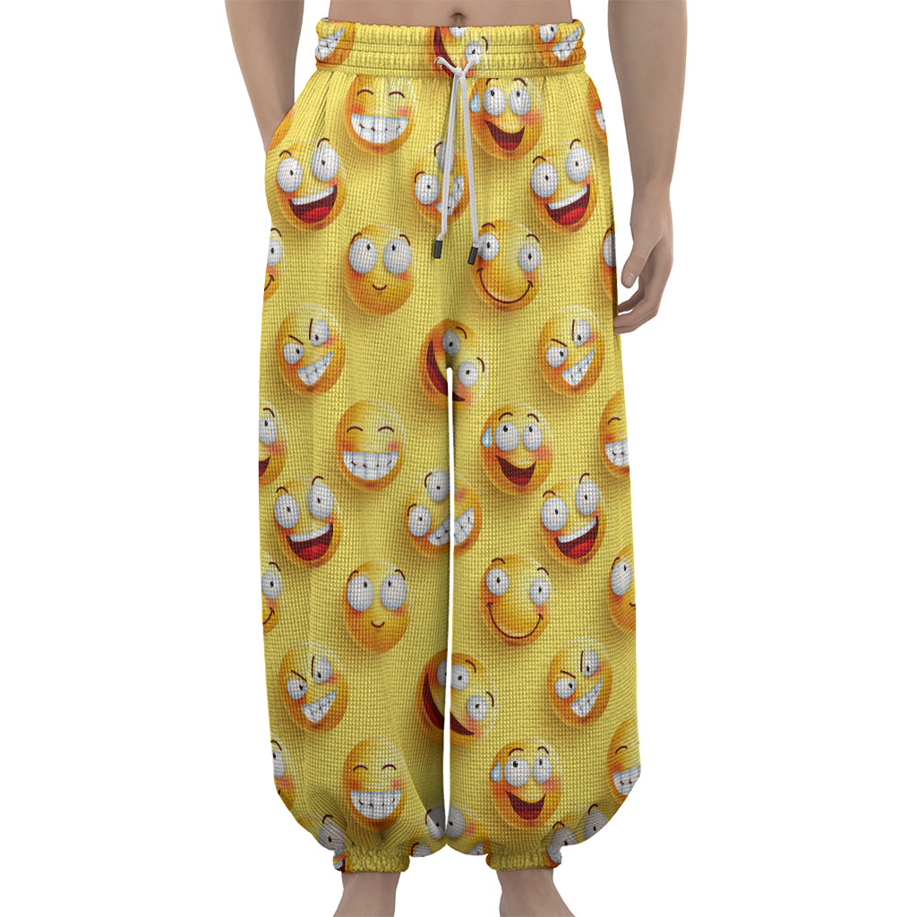 Crazy Emoji Pattern Print Lantern Pants