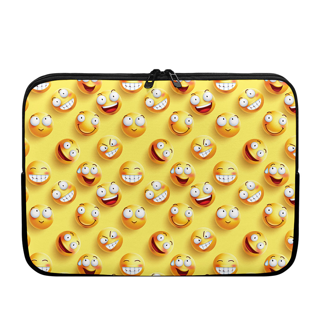 Crazy Emoji Pattern Print Laptop Sleeve