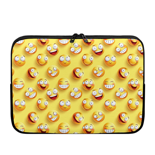 Crazy Emoji Pattern Print Laptop Sleeve