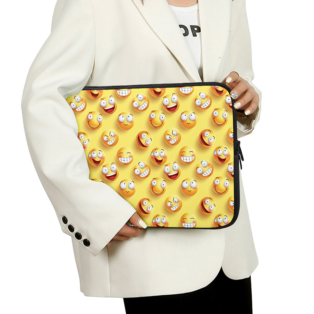Crazy Emoji Pattern Print Laptop Sleeve