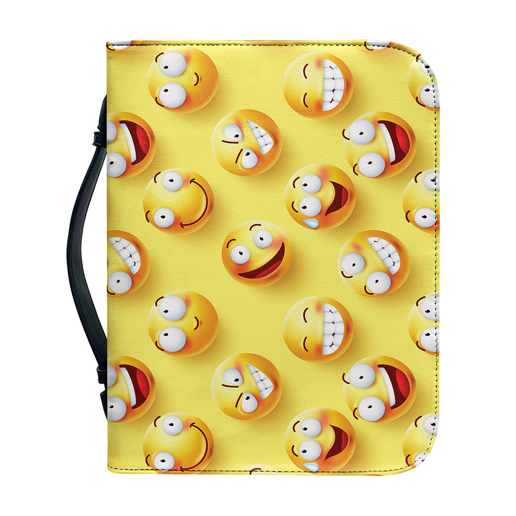 Crazy Emoji Pattern Print Leather Bible Cover