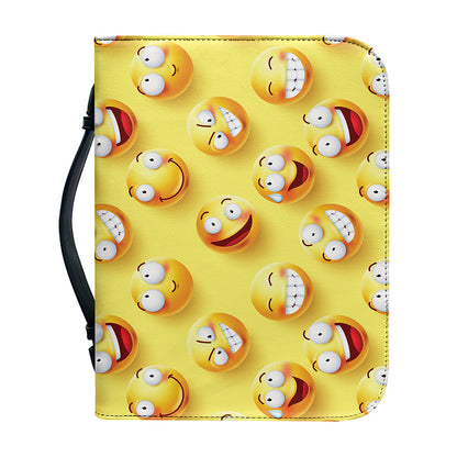 Crazy Emoji Pattern Print Leather Bible Cover