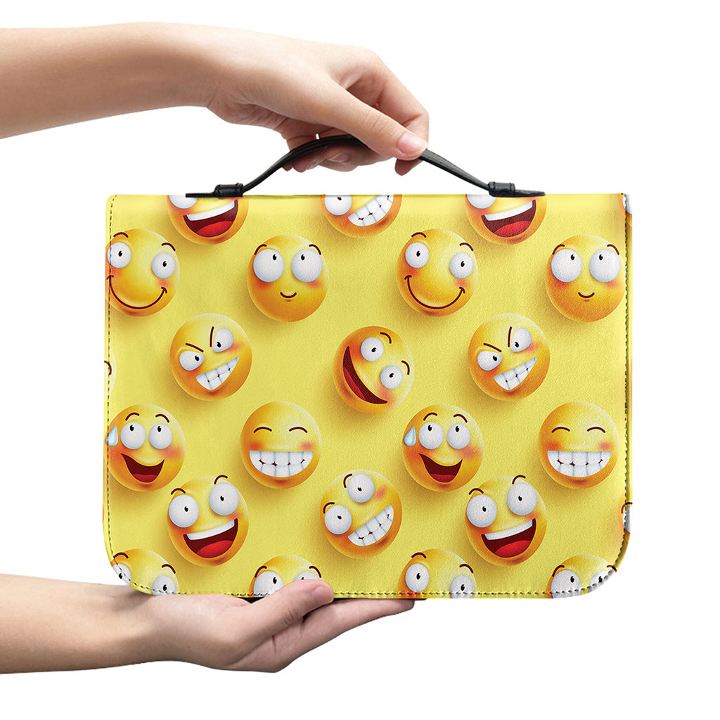 Crazy Emoji Pattern Print Leather Bible Cover