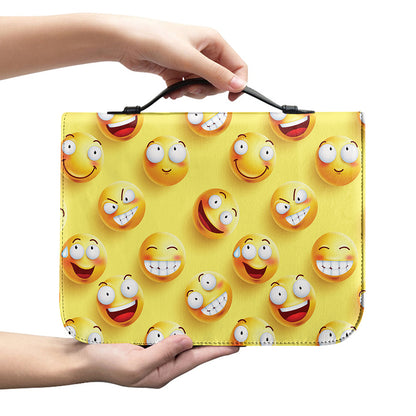 Crazy Emoji Pattern Print Leather Bible Cover
