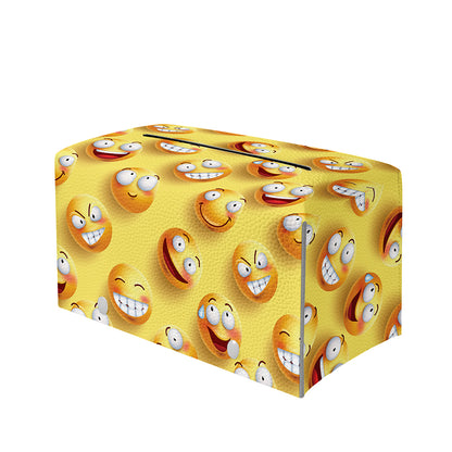 Crazy Emoji Pattern Print Leather Tissue Box Cover