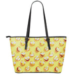 Crazy Emoji Pattern Print Leather Tote Bag