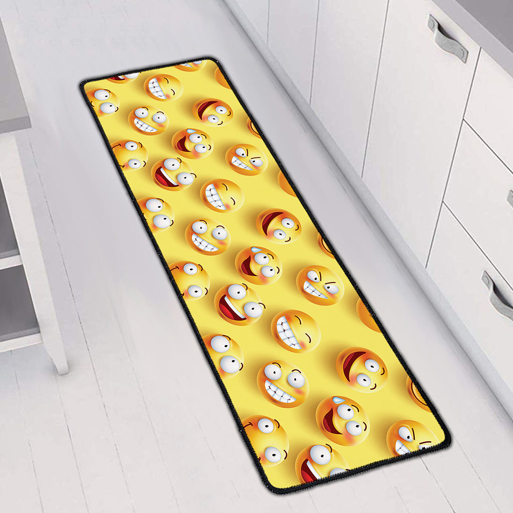 Crazy Emoji Pattern Print Long Kitchen Mat