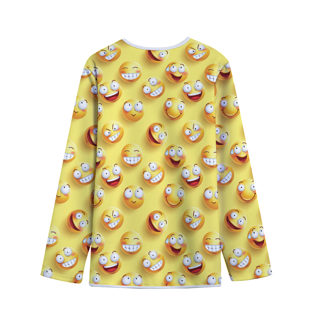 Crazy Emoji Pattern Print Long Sleeve Short Coat