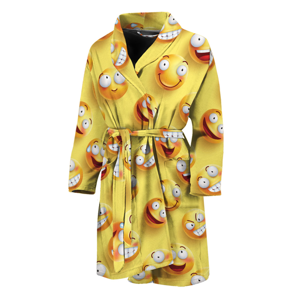 Crazy Emoji Pattern Print Men's Bathrobe