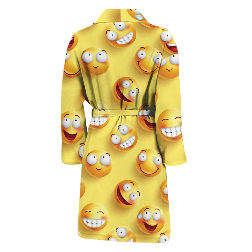 Crazy Emoji Pattern Print Men's Bathrobe