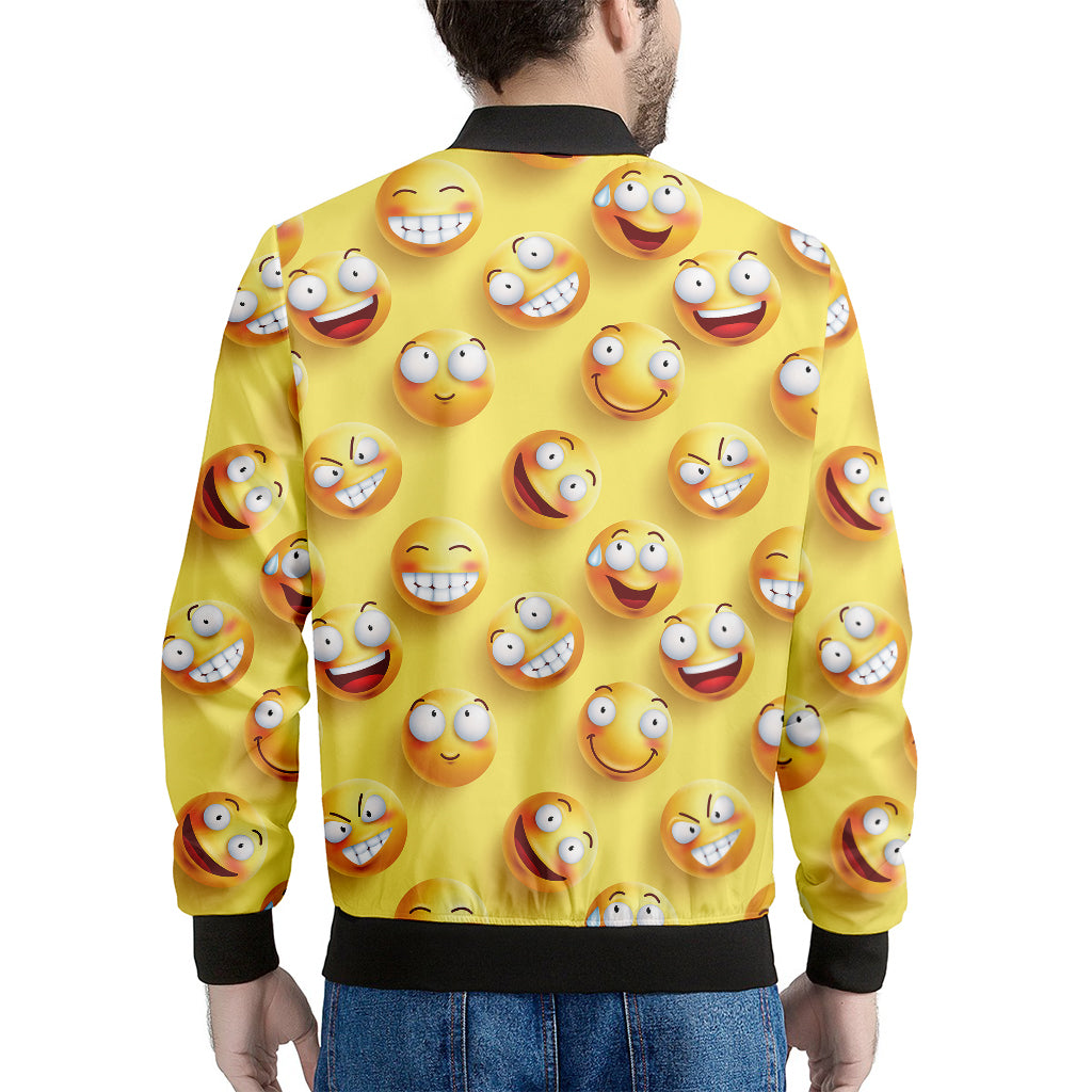 Crazy Emoji Pattern Print Men's Bomber Jacket