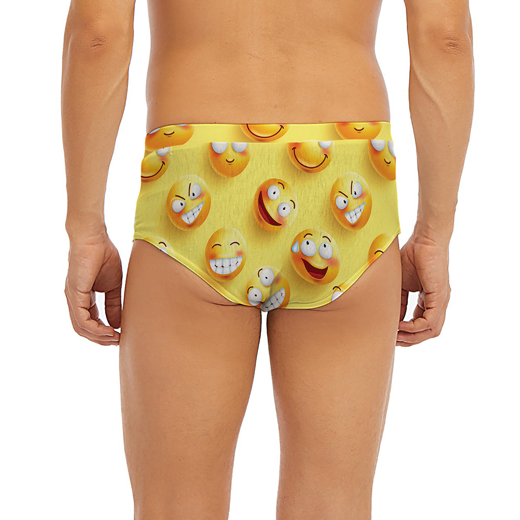 Crazy Emoji Pattern Print Men's Briefs